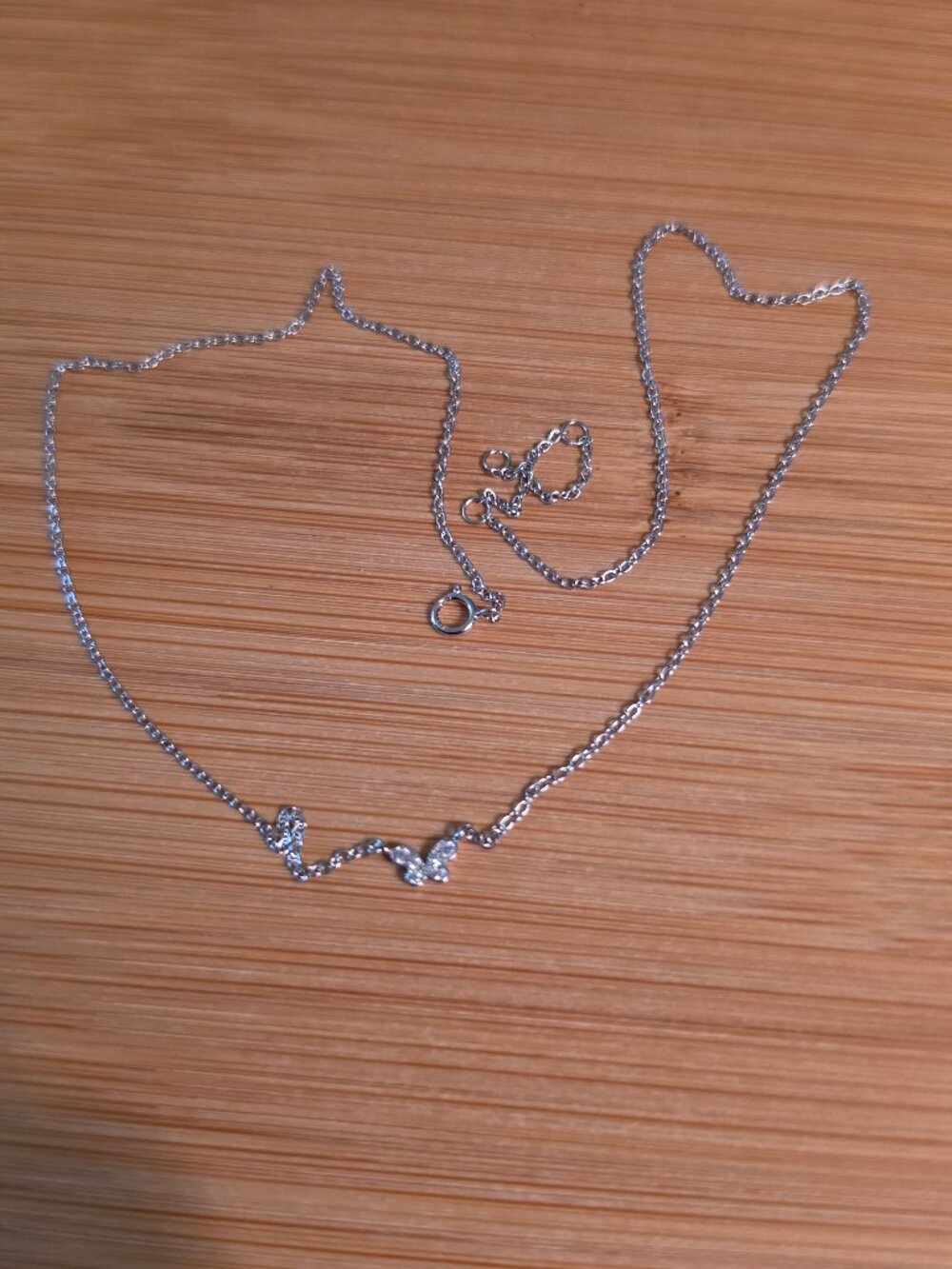 NWOT Genuine 925 Sterling Silver Dainty Pavé Butterfly Necklace
